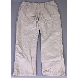 Harbor Bay Chino Pants Mens 2XL 32‎ Khaki Elastic Waist Cotton DXL Tan Straight